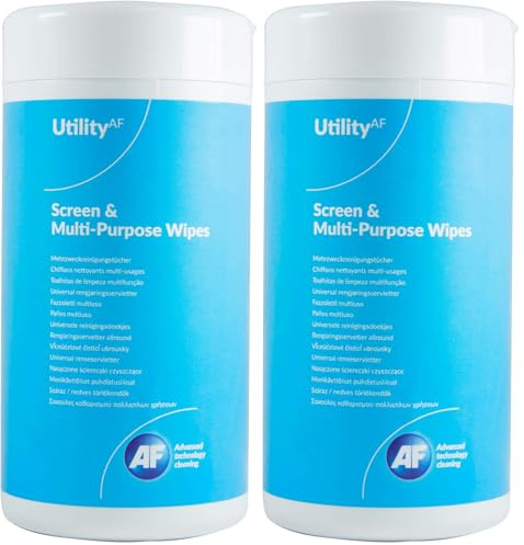 AF Screen and Multipurpose Cleaning Wipes - 100 Wet Wipes For Surfaces, Screens, Phones & More SMPW100TUT (Pack of 2)