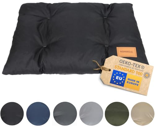 MIMIKO Pets - Wasserdichtes Waschbar Hundebett L [ 70 x 50 cm ] Schwarz - Öko-Tex - Hypoallergen Hundematte Grosse & Mittelgroße Hunde zubehör | Hundebett Outdoor | Schnelltrocknende Hundebetten