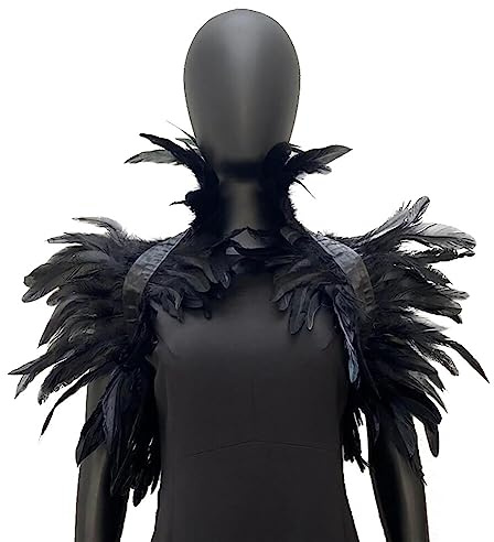 Federkragen, Gothic Feder Achselzucken Schalkragen Halloween Kostüm Feder Epaulet Shrug Damen Federumhang Kostüm Bühne Schalkragen Cape Schal Choker Kragen für Foto Requisite Cosplay Party Kleidung