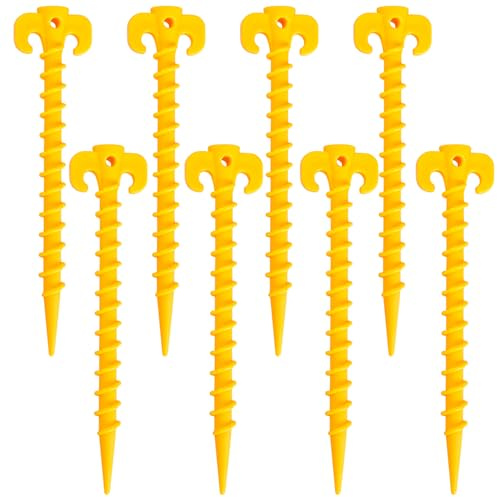 Eruinfang 8 picchetti in plastica per tenda da campeggio, picchetti per tenda resistenti, per campeggio, all'aperto e sabbia (giallo), ERUINFANGTRDZ207