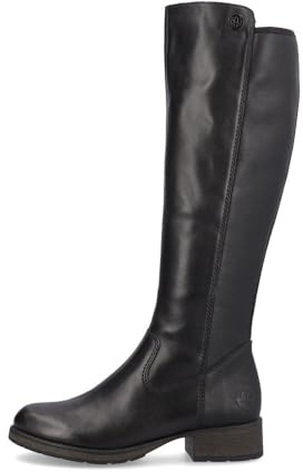 Rieker Bottes hautes noires en cuir à talon plat