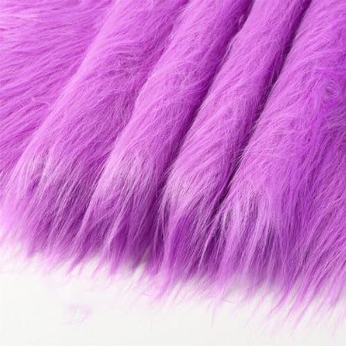 50cmx180cm Flauschige Kunstpelzband Kunstfell Band Fellstoff, Furry Faux Pelz Stoff Dekoband Zierband Plüsch Trim Plüschstoff Plüschband Borten Bänder zum Nähen Kleidung Weihnachtsdeko,Pink Lila