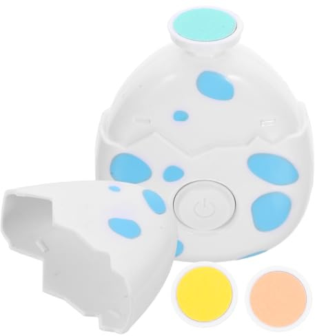 Lime à Ongles Électrique Bébé 250v en Plastique Design Œuf | Têtes de Ponçage Interchangeables, Bleu, Motif Cartoon, pour Bébés et Garçon et Filles