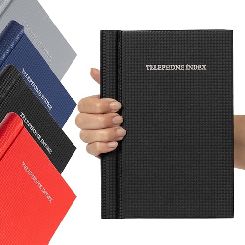 Carnet d'adresses téléphonique A-Z avec couverture rigide A5 Motif spirale Noir