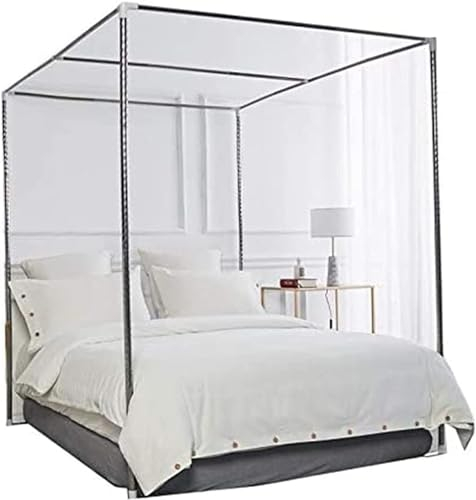 Baldachin-Moskitonetz Aus Edelstahl, Moskitonetz, Vierbett-Überdachungsrahmen, Einfach Zu Installierender Rahmen für Twin/Full/Queen/King Size/California King,25mm,1,8 X 2 M (6 X 6,5 Fuß) Großes Bett