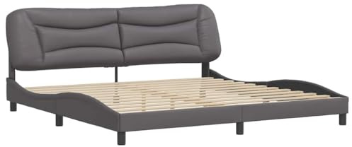 vidaXL Sängram utan madrass Hvar grå 200x200 cm konstläder, säng, sängbotten, sängram med sänggavel, sovrumsmöbler, böjd sängram