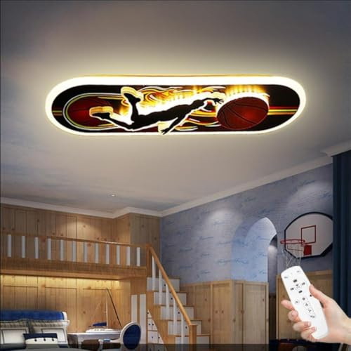 WJLL LED Deckenlampe Basketball Design Kinderlampe Wandleuchte Dimmbar Deckenleuchten für Kinder LED 44W Kinderzimmer Skateboard Lampe Junge Schlafzimmer Leuchte Innen Beleuchtung Decke Lichts