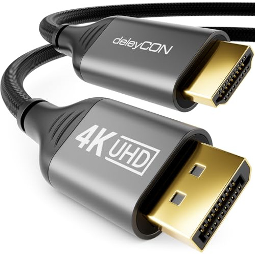 deleyCON 1m 4K DisplayPort zu HDMI Kabel 4K@60Hz WQHD@165Hz