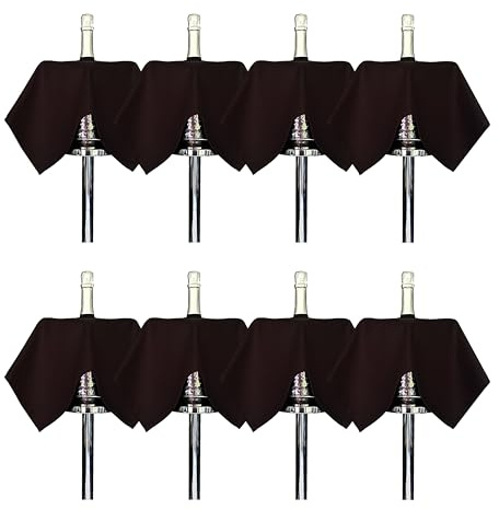 BOTTLECLOTHS - Original Collection, Flaschentücher für Sektkübel, Baumwolle, 54 cm, Mittelloch, Genähter Kreis (Schwarz, 8er-Pack)