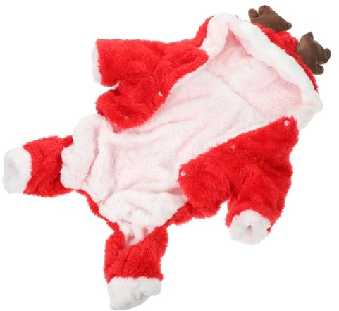BESPORTBLE Designer Hundebekleidung Elch Elemente Haustier Kostüm Hund Elch Hoodie Komfortable Wärme Welpen Elch Anzug Rot