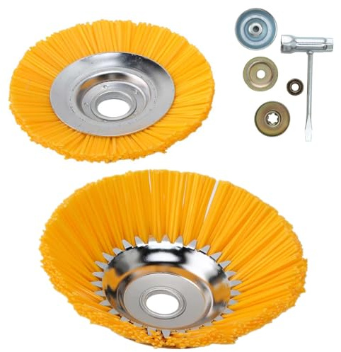 Nicoone 2 brosses à mauvaises herbes en nylon pour débroussailleuse, ouverture 25,4 mm, brosse délicate pour tondeuse à gazon sauvage, débroussailleuse contre les mauvaises herbes, musc, impuretés