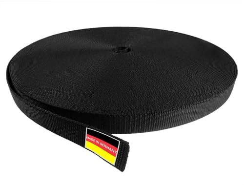 INOVATEC 50 Meter Rollladengurt Maxi 20 mm schwarz für Tür und Fenster Rolladen - reißfest und UV beständig