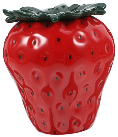Vase Fraise en Céramique Rouge, Pièce Décorative Maison