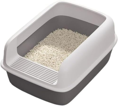 Caja de Arena para Gatos, Caja de Arena Cerrada, Arena para Gatos Grande, Bandeja higiénica para Gatos, Arena para Gatos autolimpiante, Caja de Arena Cubierta,Gris,41 * 31 * 17 cm