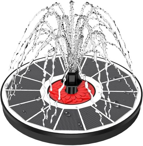SZMP Fontana Solare 3.5W, 2025 Nuovo Fontana da Giardino Esterno con 8 Ugelli e 4 Fissatori, Solare Fontana Pompa ad Acqua Solare per Bagno per Uccelli, Laghetto, Stagno o Decorazione del Giardino
