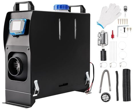 Chauffage diesel 12 V 5 kW tout-en-un avec thermostat LCD pour camion, bateau, remorque de voiture, camping-cars, voiture de tourisme, camping-cars, chauffage de tente, chauffage de garage (bleu)