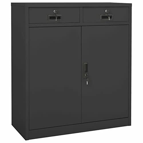 Xichuzi Büroschrank, Aktenschrank, Werkzeugschrank, Metallschrank, Stahlschrank, Kellerschrank, Universalschrank, Lagerschrank, Garagenschrank, Anthrazit 90x40x102 cm Stahl