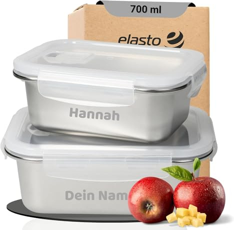 Personalisierte Lunchbox für Erwachsene 'Heat' 700 ml Edelstahl | Meal Prep, Bento Box, Frühstücksbox, Pausenbrot, Vesperbox, Snackbox, auslaufsicher