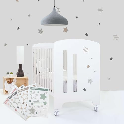 Alondra Cuna Colecho Bebe Completa con Colchon 120x60 cm Madera con Ruedas, con 5 Alturas, Uso de 0 a 3 años. (Cuna + Kit Colecho + Escritorio + Colchón) CU6002-K10-CL