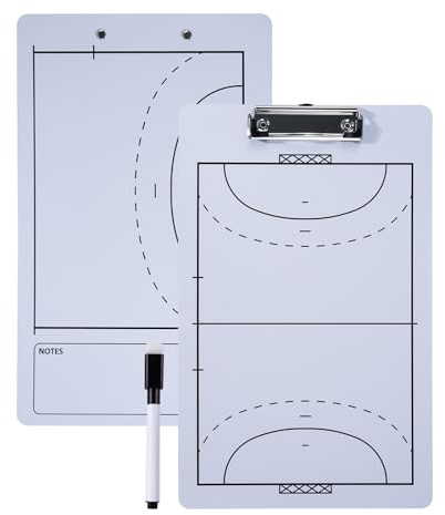 Joyeee Lavagna per allenatori di pallamano, 34,8 x 22,1 cm, lavagna bianca a doppia faccia cancellabile a secco, attrezzatura per allenatori inclusa, pennarelli neri con gomma