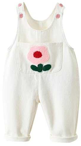 ACMEDE Salopette di Jeans Bambina Loose Tuta Lavorata a Maglia Morbida in Cotone da Bambino Neonato Primavera Autunno Casual Denim Salopette in Jeans per Neonate Bambine Salopette