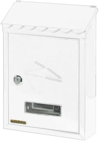 EffeDecor Cassetta Postale da Esterno Individuale in Acciaio Verniciato per Posta Lettere Tetto Decorato Parapioggia Apribile con Serratura a Cilindro 21x6,8x30 cm (1, Bianco)