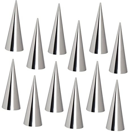 HOLIDYOYO Moules à Gâteau Lot de 10 et Compatibles Lave-vaisselle Résistants la Chaleur en Acier Inoxydable 430 Moules Coniques en Spirale pour Pâtisserie DIY