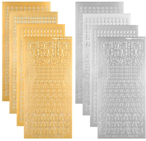 8 fogli di cera per candele oro e argento, piastre di cera per candele, lettere, adesivi per candele, adesivi per candele battesimali, fai da te, set per matrimonio, battesimo, cresima, candela