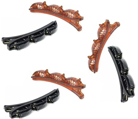 Lot de 6 pinces à cheveux double couche torsadées noires et marron - Outil de beauté - Accessoire pour cheveux