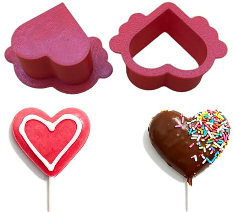 Cake Pop Mold, Cake Pop Cutter and Pusher Baking Mold, Fast Uniform Treat Balls in Seconds for Birthday Parties, Bake Sales, Classrooms, Home Bakers, Dessert Tables (Heart Shape)