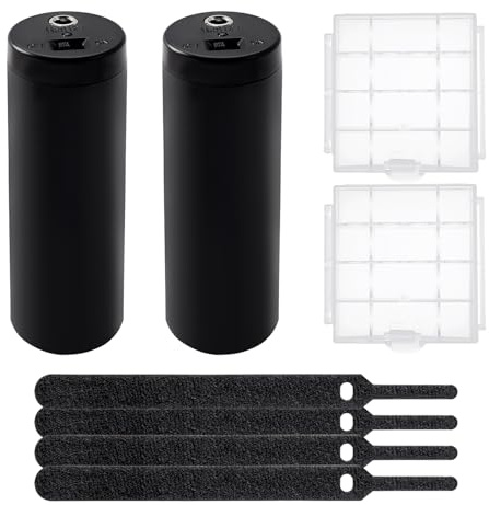 KUOQIY 2 Pièces CC Femelle 5.5x2.1 mm Supports de Piles 8 x 1.5V AAA, 12V Support de Batterie Coque avec On/Off, avec Batterie Boîte de Rangement, Noir