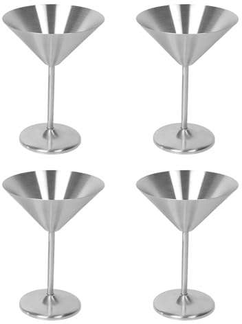 Qeunrtiy GläSer Aus Edelstahl, Set Von 4, 8 Oz Metall Cocktail GläSer, Unzerbrechlich, Langlebig, Hochglanzpoliert