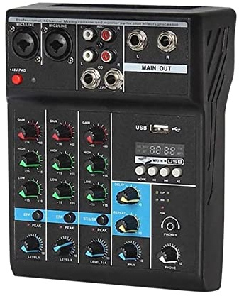 SHEHUALI Mixer per DJ, Mixer Portatile Professionale a 5 canali Console Ingresso Computer Alimentazione 48v Trasmissione in Diretta
