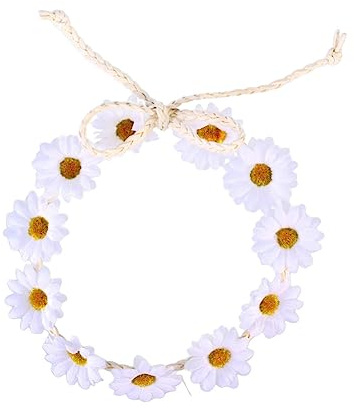 OUNONA Cerchietti Sposa a 3 Pezzi 11 Margherite Bianche, Fascia Floreale Ornamentale per Matrimoni e Accessori Chioma Donna Eleganti