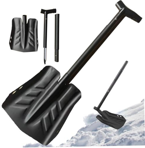 Pala da neve Pala da neve portatile pieghevole staccabile da 33 pollici Include da ghiaccio in lega di alluminio per auto, vialetto, campeggio, sci, nera per auto