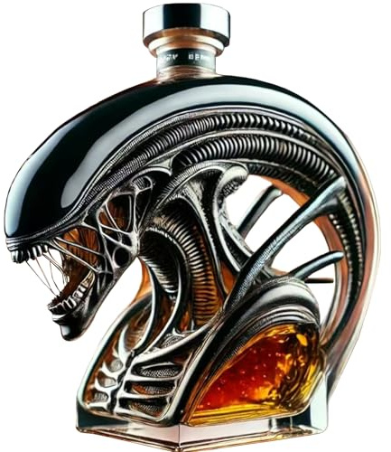 Alien Monster Whiskey Decanter, 10oz/300ml Glass Art Statue Bottle for Wine & Spirits, Creative Gift for Movie Fans and Collectors