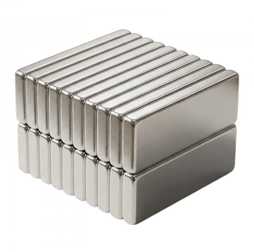 volumoon 20 Stück Neodym Magnete Extra Stark, 30×10×3 mm Rechteckig Neodym Magnetes, Super Starke Magnete für Kühlschrank, Magnettafel, Whiteboard, Büro & DIY Basteln(Silber)