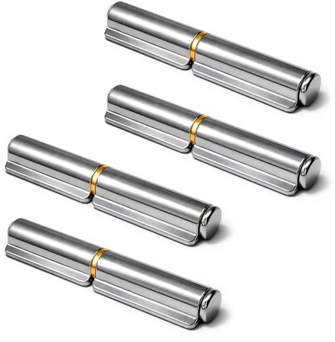 PRIOstahl Anschweißscharnier Türscharnier zum anschweißen Anschweißbänder 2-teilig Rostfrei aus Edelstahl V2A - 4 Stück Größe: 10 x 100mm - Massive Schwerlast Türbänder Scharniere für Türen & Tore