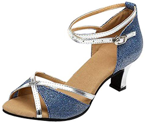 Zapatos de tacón para mujer, bailarinas para mujer, elegantes y cómodos, zapatos tradicionales de boda con tacón, zapatos de tacón Mary Jane Dirndl, zapatos de tacón, azul, 38