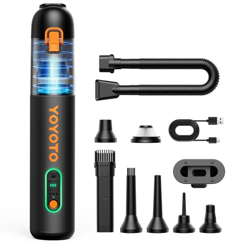 yoyoto Car Vacuum Cleaner, 4-in-1 Mini Handheld Vacuum Cleaner Cordless with 22000Pa Suction Power, 15 Min Runtime, 2H Fast Charge, 2 HEPA Filters, Portable Hand Held for Car, Home, Office