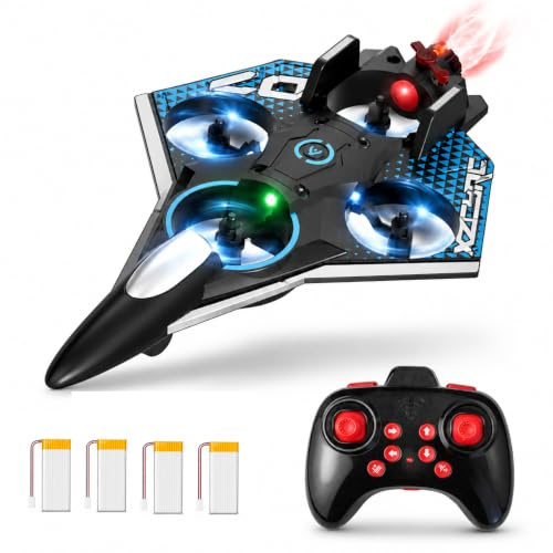 CyperEver RC Plane, Foam Remote Control Plane Toy with LED Light, 360° Flips RC Jet Plane Flying Toy for Kids, Stunt Roll Airplane Toys Mini Drone for Kids Boys Girls