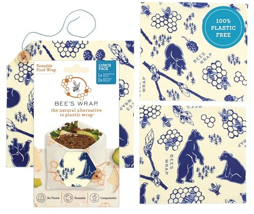 Bees Wrap Bees & Bears Lunch Pack, Set of 3 Wraps