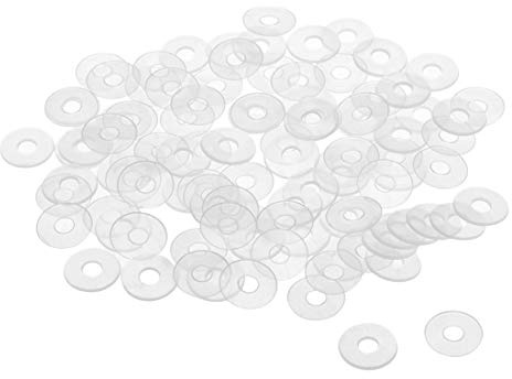 sourcing map 100Stk Flache Unterlegscheibe Nylon M4 Dichtung 13mm AD 4mm ID 1mm Dicke Klar für Wasserhahn Rohr Wasserschlauch Isolierung Schrauben