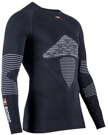 X-Bionic Energizer 4.0 Round Neck Long Sleeves Strato Base Camicia Funzionale, uomo, opal Black/Arctic White, XL
