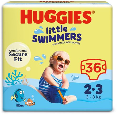 Huggies Little Swimmers, Swim Nappies - Size 2-3, 36 Pants - Adjustable Tabbed Sides for Secure Fit - Maximum Protection Swimming Nappies with Fun Designs Frozen