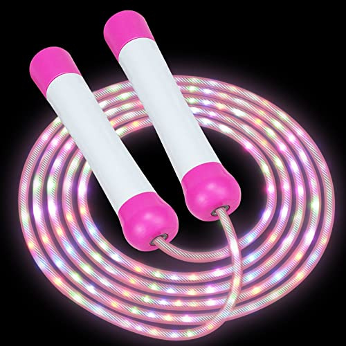 LED-Springseil für Kinder, buntes Springseil, leuchtende Seile für Mädchen, Jungen, Fitnessübungen und Lichter, Tanzen und Nachtparty, 2,1 m