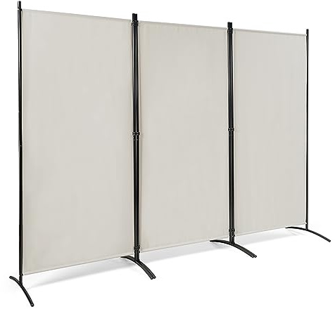COSTWAY Separé Divisorio Interno 3/4/6 Ante, Paravento da Esterno ed Interno con Piedini, Pannelli Divisori per Ufficio, Salotto e Camera da Letto (Bianco, 3 Pannelli)