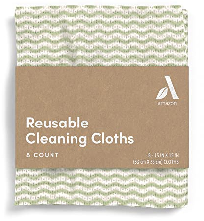 Amazon Aware All Purpose Cleaning Cloth, 8 Count, Pack of 1 Green, 13 x 15 Inch