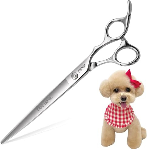 FOGOSP Straight Dog Grooming Scissors 8.0'' Professional Pet Grooming Shears for Thick Coat Medium Large Dog Cat (8.0 In, Straight)