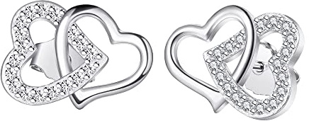 VANSZA Damen Herz Ohrstecker aus 925 Sterling Silber Hypoallergen Damen schmuck Ein Schönes Geschenk für ein Mädchen (Silber)